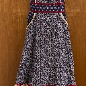 Womens vintage gunne sax 1970’s blue calico midi prairie sundress